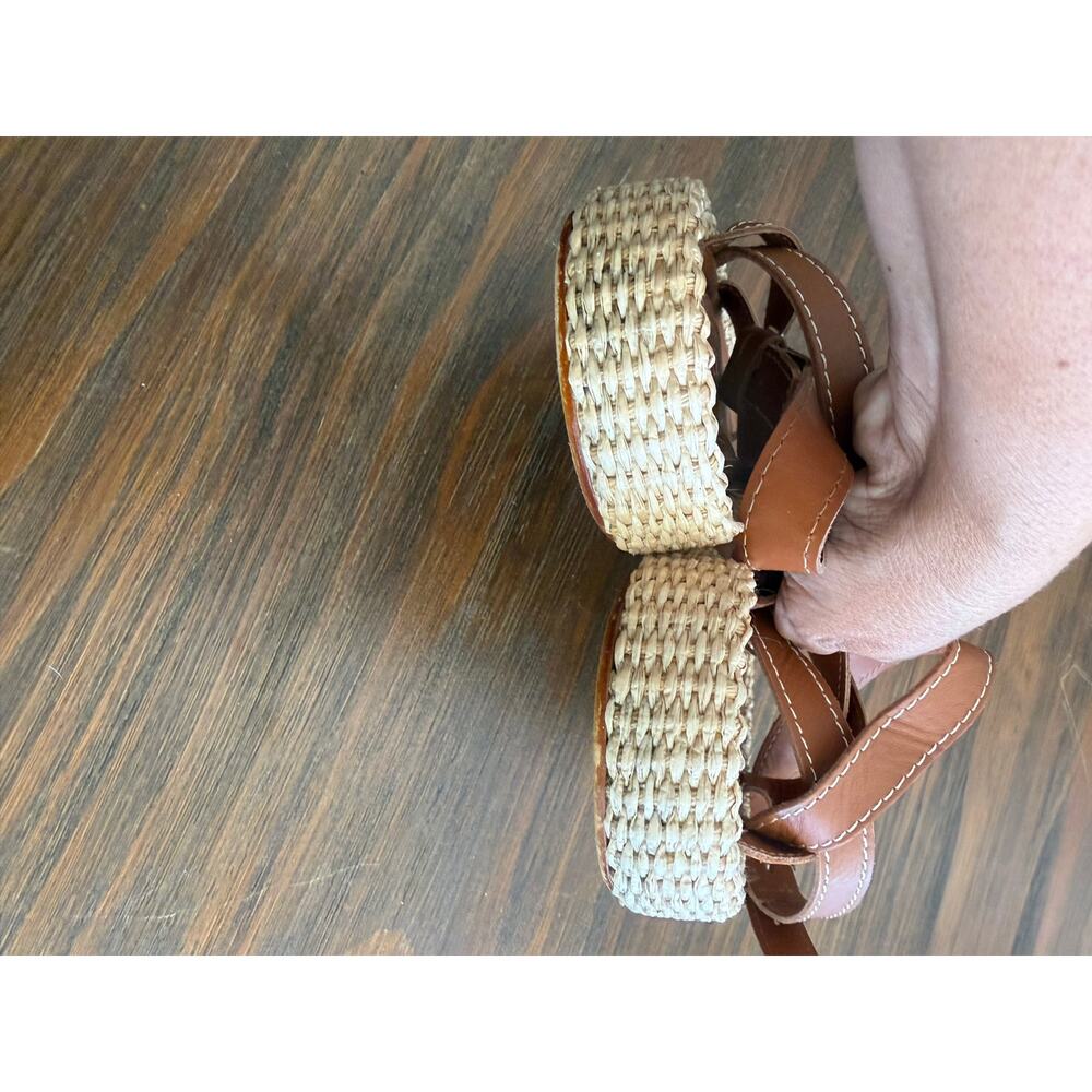 Dolce Vita Roxie Leather and Raffia Platform Brown Espadrille Sandals Summer 8.5 - Picture 8 of 10